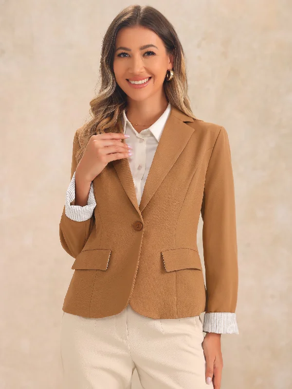 Contrast One Button Notched Lapel Work Office Blazer Women's Formal Blazer