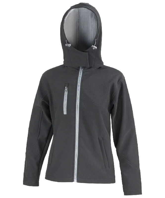Black/Grey - Women's Core TX performance hooded softshell jacket Zippered Front Buttoned Front Snap Front Zippered Front Buttoned Front Snap Front Black/Grey - Women's Core TX performance hooded softshell jacket Zippered Front Buttoned Front Snap Front Zippered Front Buttoned Front Snap Front