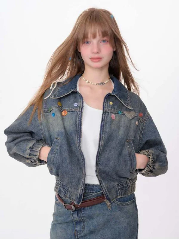 Colorful Buttons Washed Denim Jacket【s0000007131】 Wool Jacket Cashmere Jacket Tweed Jacket Wool Jacket Cashmere Jacket Tweed Jacket Colorful Buttons Washed Denim Jacket【s0000007131】 Wool Jacket Cashmere Jacket Tweed Jacket Wool Jacket Cashmere Jacket Tweed Jacket