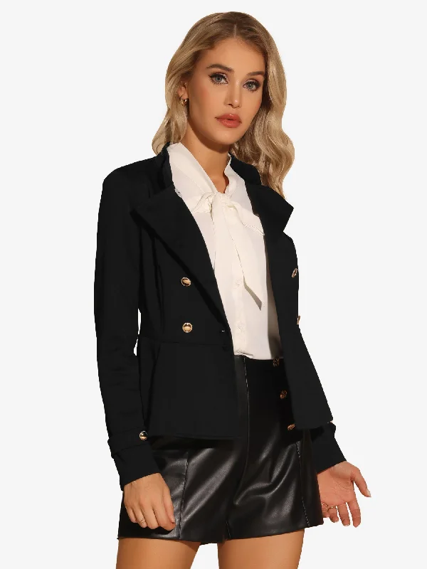 Peplum Steampunk Stand Collar Double Breasted Casual Blazer Women's Premium Blazer