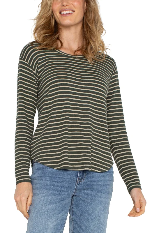 Long Slv Drop Shoulder Scoop Neck Knit Top LM8B25KA12 Stylish Knit Top