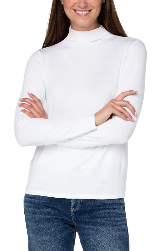 MOCK NECK LONG SLEEVE KNIT TOP Jet Black Knit Tee