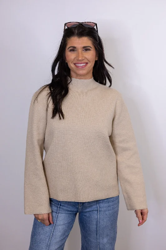 Essential Trends Oatmeal Knit Top Asymmetrical Knit Blouse
