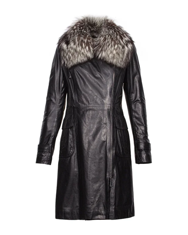 Black Long Leather Coat Cape Coat Herringbone Coat Tweed Coat