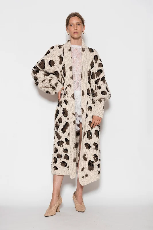 Aurora Leopard Cashmere Coat Anorak Windbreaker Fleece