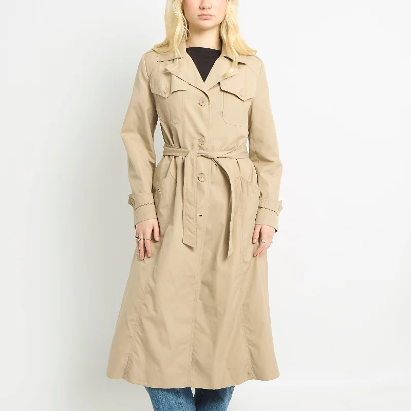 Long Trench Coat With Pocket Accents - UK 12 Turtleneck Jacket Crew Neck Jacket V-Neck Jacket Long Trench Coat With Pocket Accents - UK 12 Turtleneck Jacket Crew Neck Jacket V-Neck Jacket