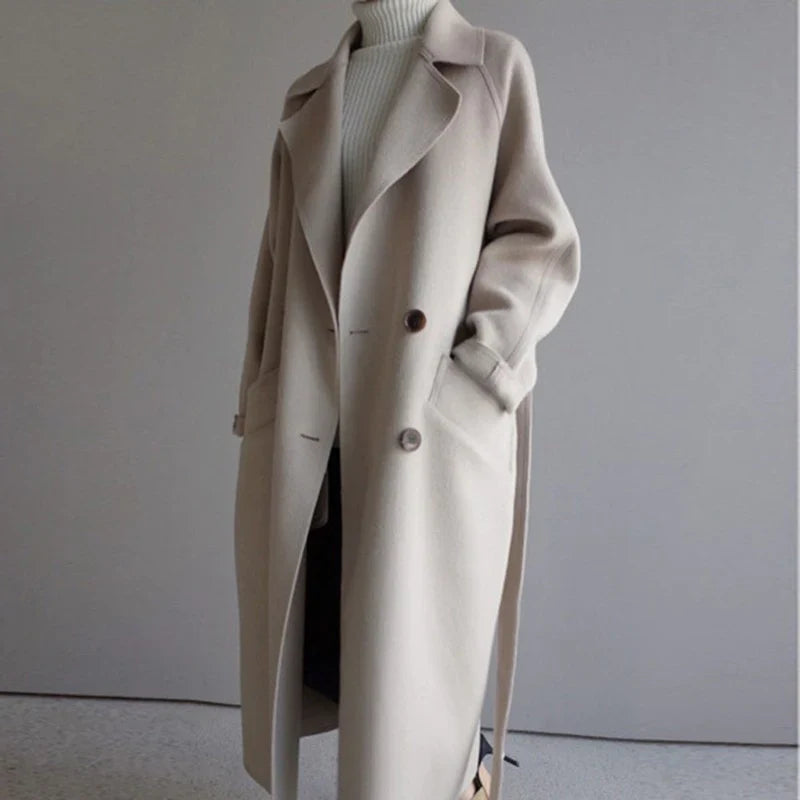 Loise - Long wool coat Turtleneck Jacket Crew Neck Jacket V-Neck Jacket