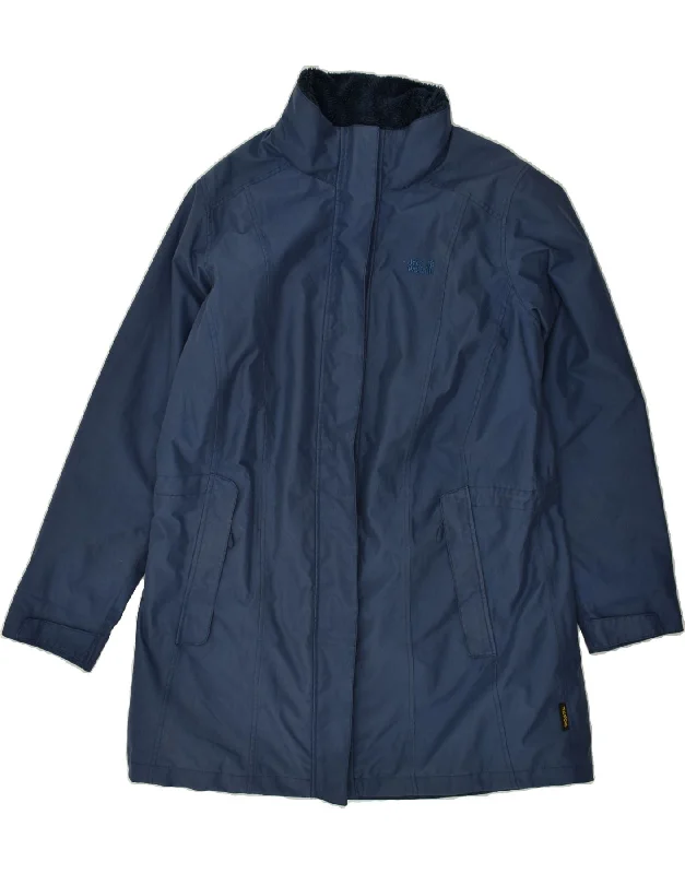 JACK WOLFSKIN Womens Windbreaker Coat UK 18 XL Navy Blue Polyester Solid Print Jacquard JACK WOLFSKIN Womens Windbreaker Coat UK 18 XL Navy Blue Polyester Solid Print Jacquard