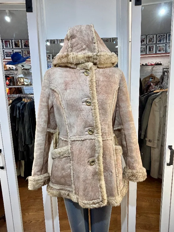 70’s Shearing Coat With Hood By Lawrence Crew Neck V-Neck Boat Neck