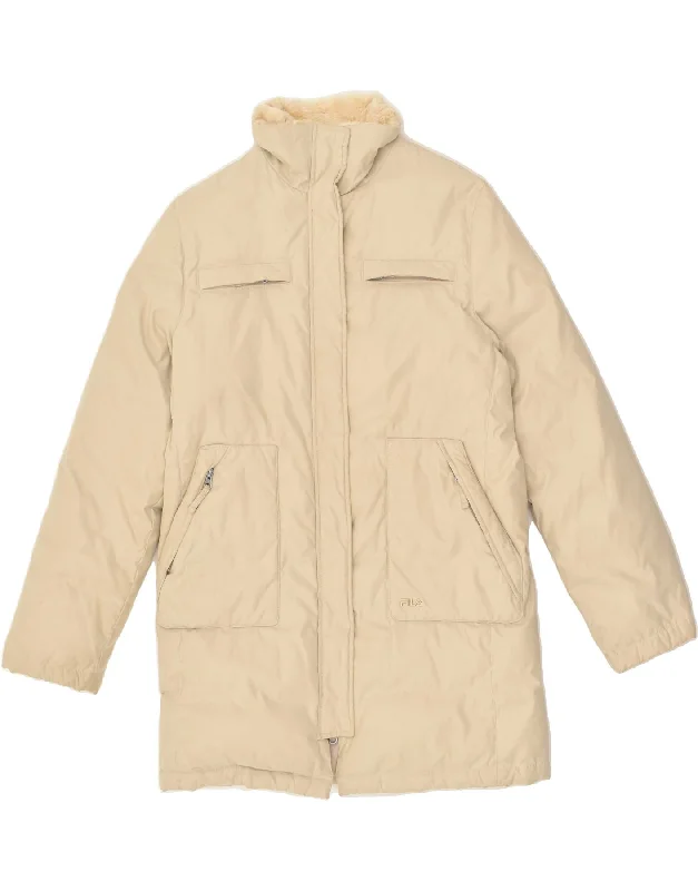 FILA Womens Padded Coat IT 44 Medium Beige Polyester Peter Pan Collar Cowl Neck Turtleneck FILA Womens Padded Coat IT 44 Medium Beige Polyester Peter Pan Collar Cowl Neck Turtleneck