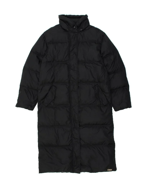 FILA Womens Padded Coat IT 46 Large Black Nylon Raincoat Turtleneck Coat Wrap Coat