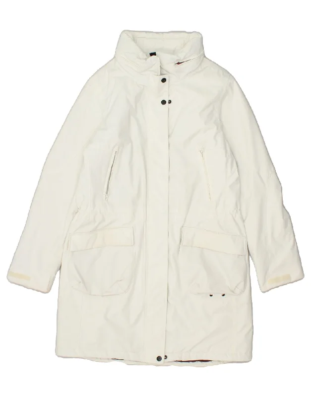 SLAM Womens Hooded Padded Coat UK 16 Large  White Nylon Mesh Canvas Denim
