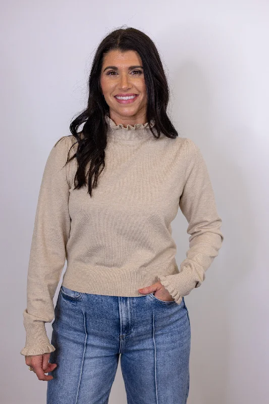 Delicate Darling Oatmeal Knit Top Linen Knit Blouse