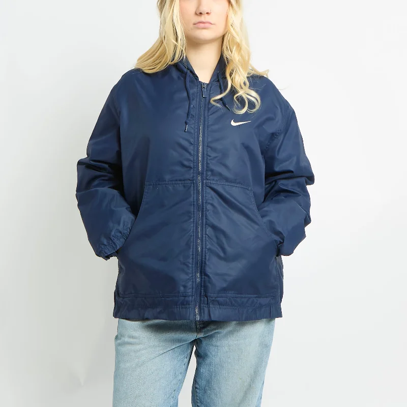 Nike Lightweight Hooded Puffer Coat - M Buttoned Toggled Snapped