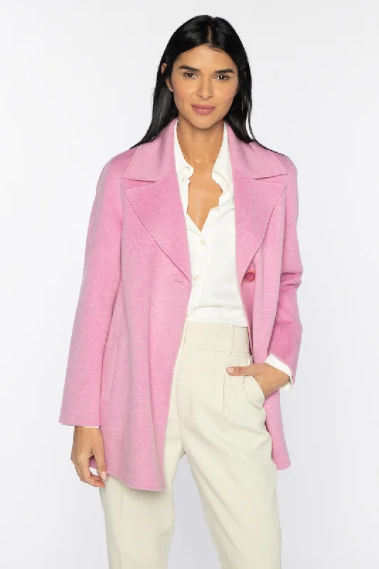 Kinross Notch Collar Swing Coat Satin Silk Chiffon