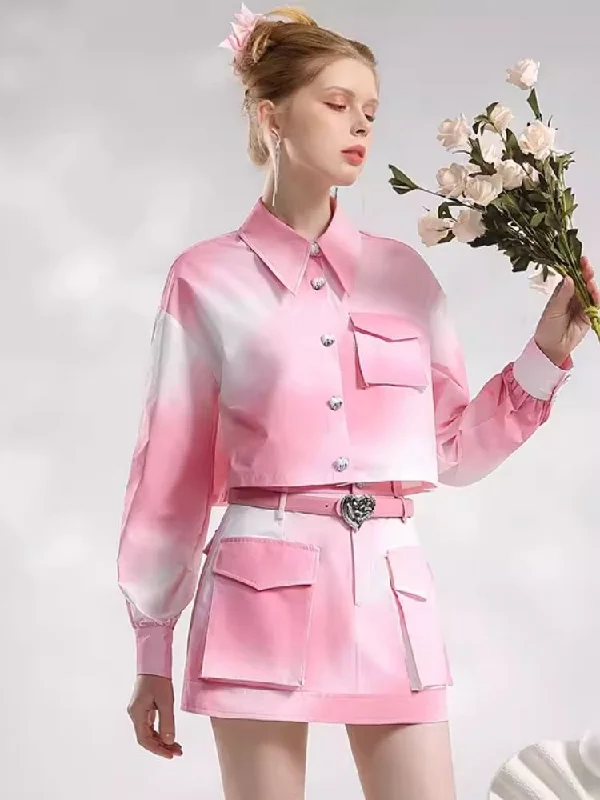 Gradient Pink Printed Pocket Short Jacket【s0000006829】 Satin Jacket Silk Jacket Chiffon Jacket Satin Jacket Silk Jacket Chiffon Jacket Gradient Pink Printed Pocket Short Jacket【s0000006829】 Satin Jacket Silk Jacket Chiffon Jacket Satin Jacket Silk Jacket Chiffon Jacket