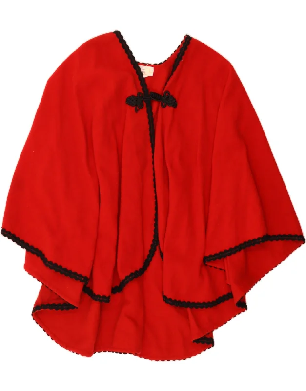 VINTAGE Womens Poncho Coat One Size Red Bolero Crop Top Camisole