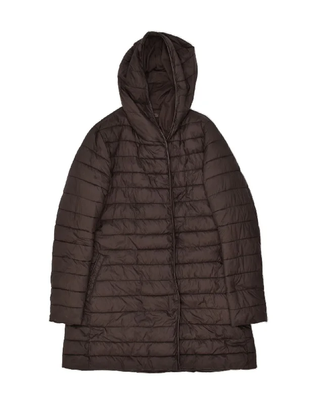 MASSIMO DUTTI Womens Hooded Padded Coat UK 14 Medium Brown Polyamide Solid Print Jacquard MASSIMO DUTTI Womens Hooded Padded Coat UK 14 Medium Brown Polyamide Solid Print Jacquard