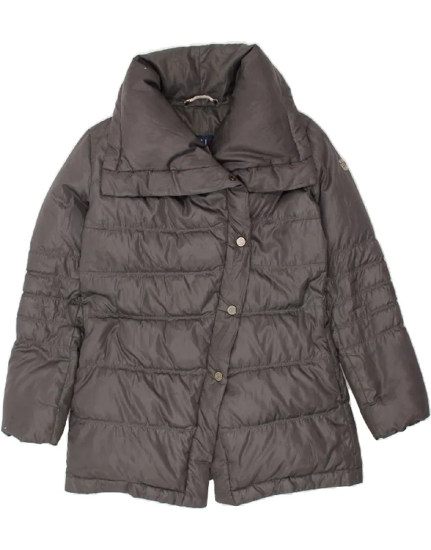 TRUSSARDI Womens Padded Coat IT 46 Large Grey Elasticated Drawstring Belted