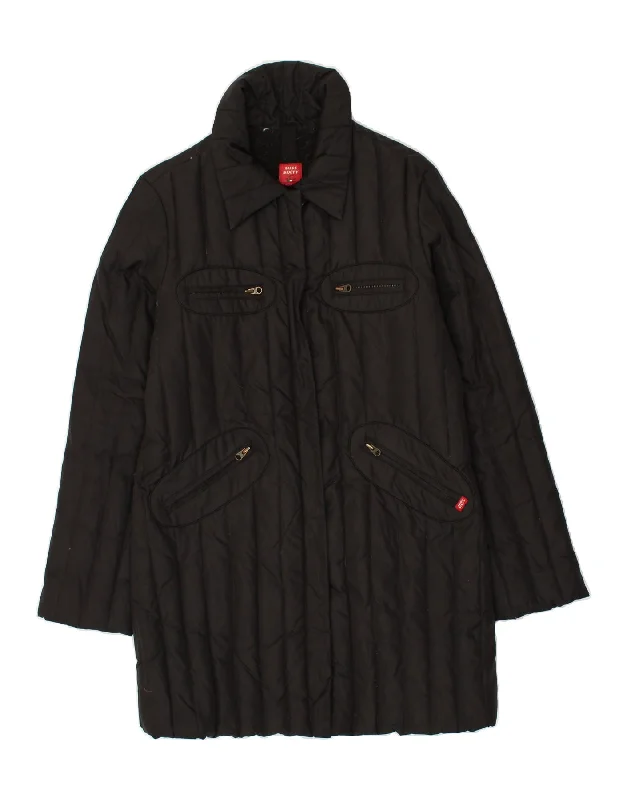 MISS SIXTY Womens Padded Coat UK 12 Medium Black Polyester Chenille Brocade Lace