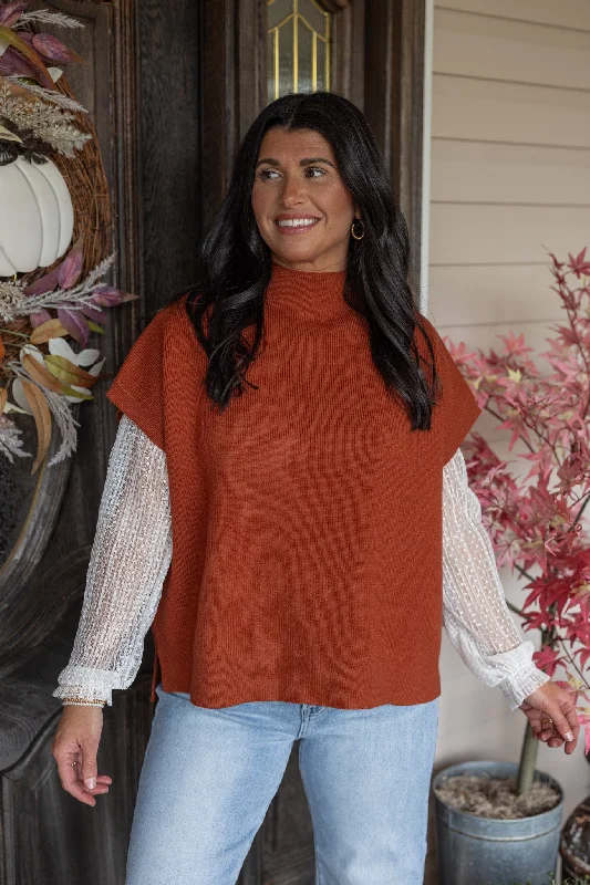 Thankful Season Copper Knit Top Off Shoulder Knit Top