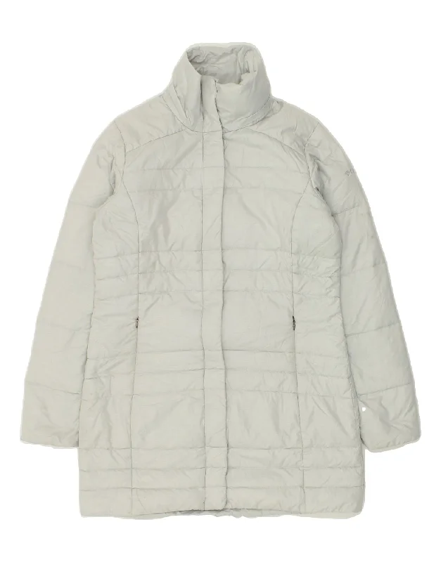 COLUMBIA Womens Padded Coat UK 14 Medium Grey Polyester Embroidered Appliqued Beaded COLUMBIA Womens Padded Coat UK 14 Medium Grey Polyester Embroidered Appliqued Beaded