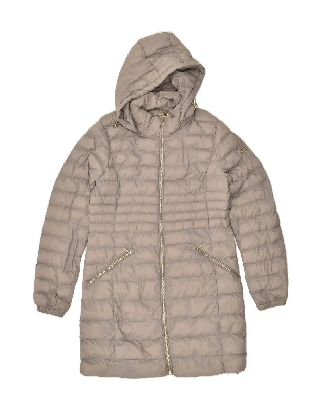MICHAEL KORS Womens Hooded Padded Coat UK 14 Medium Grey Nylon Toggle Coat Shawl Collar Coat Notch Collar Coat MICHAEL KORS Womens Hooded Padded Coat UK 14 Medium Grey Nylon Toggle Coat Shawl Collar Coat Notch Collar Coat