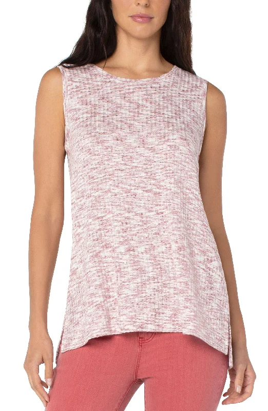 Liverpool Sleeveless Scoop Neck Knit Top (space dye pink/Cream) Emerald Green Knit Top