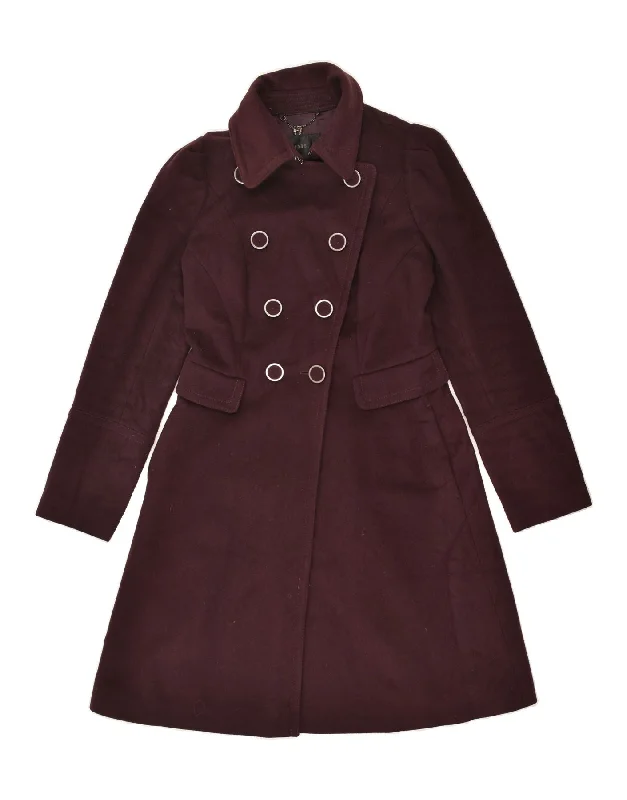 COAST Womens Double Breasted Coat UK 10 Small Maroon Wool Crew Neck V-Neck Boat Neck COAST Womens Double Breasted Coat UK 10 Small Maroon Wool Crew Neck V-Neck Boat Neck