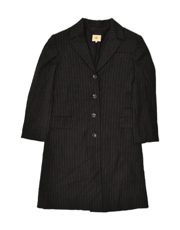 OASIS Womens Chesterfield Coat UK 10 Small Black Pinstripe Anorak Windbreaker Fleece OASIS Womens Chesterfield Coat UK 10 Small Black Pinstripe Anorak Windbreaker Fleece
