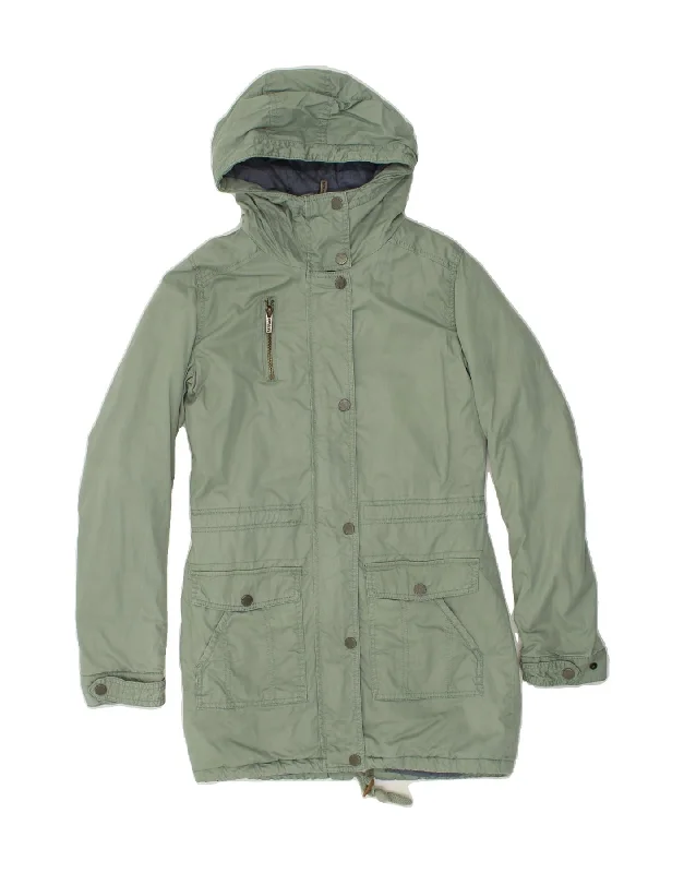 FAT FACE Womens Hooded Windbreaker Coat UK 6 XS Green Polyester Hooded Jacket Zipper Jacket Button Jacket FAT FACE Womens Hooded Windbreaker Coat UK 6 XS Green Polyester Hooded Jacket Zipper Jacket Button Jacket