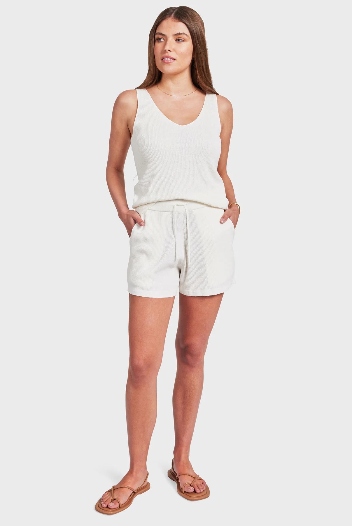 Peggy Knit Top in Off White Jet Black Knit Tee