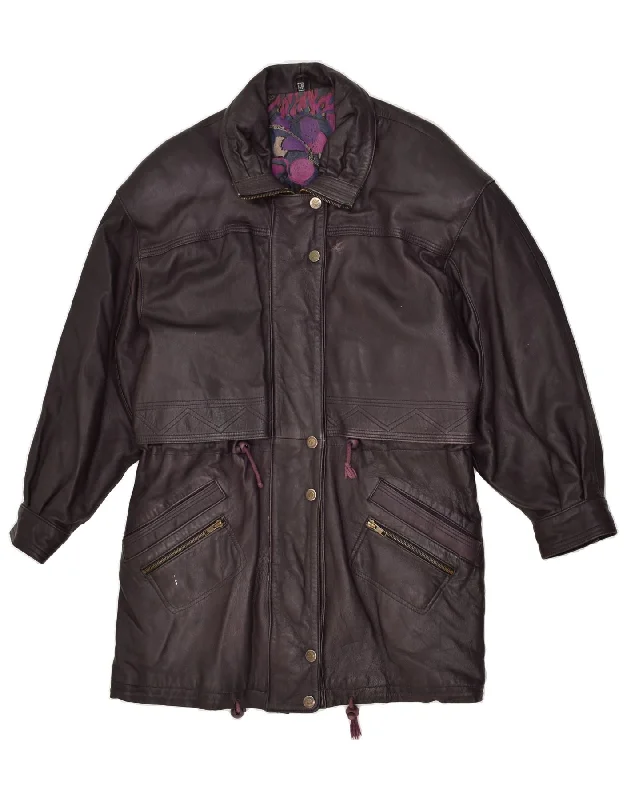VINTAGE Womens Leather Coat EU 40 Medium Purple Off-the-Shoulder Jacket Double-Breasted Coat Single-Breasted Coat VINTAGE Womens Leather Coat EU 40 Medium Purple Off-the-Shoulder Jacket Double-Breasted Coat Single-Breasted Coat