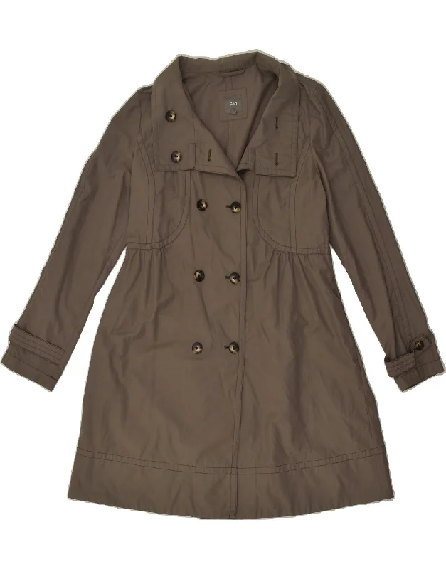 GAP Womens Double Breasted Coat UK 14 Medium Grey Cotton Appliqued Beaded Sequined