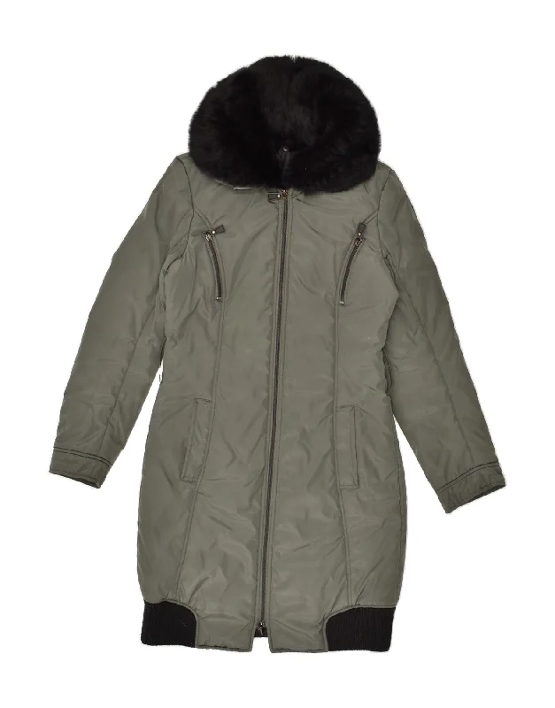 CONBIPEL Womens Padded Coat UK 10 Small Grey Polyester Stole Shawl Scarf