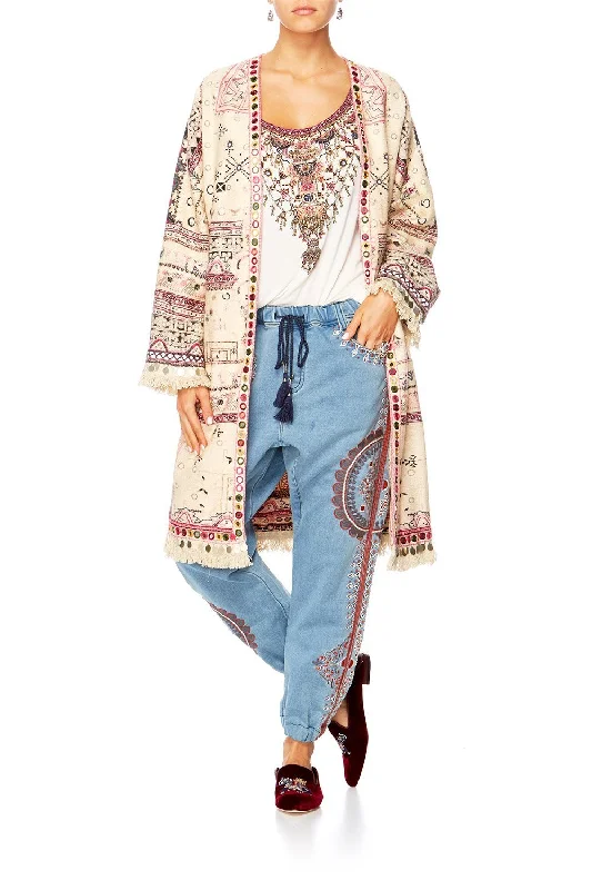 LONG COAT WITH SPLITS ON THE ROAD Jersey Tulle Batik