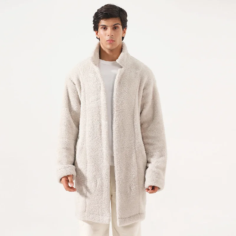 Plush Comfort Long Fur Unisex Coat Appliqued Beaded Sequined