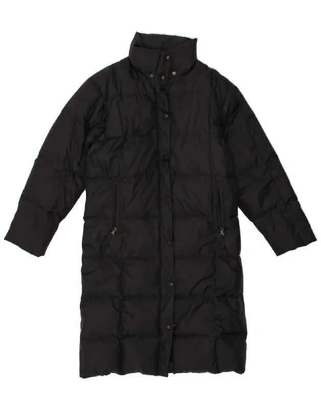 VINTAGE Womens Padded Coat UK 14 Medium Black Nylon Fitted Loose Oversized