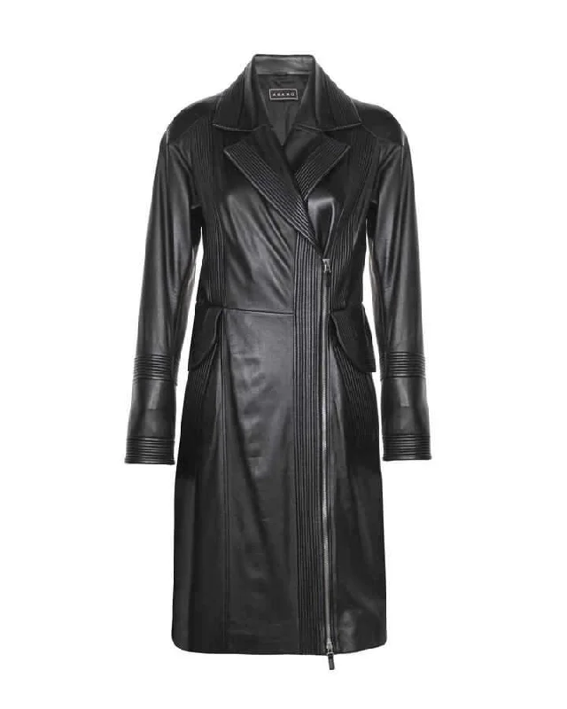 Black Leather Trench Coat Vest Waistcoat Gilet