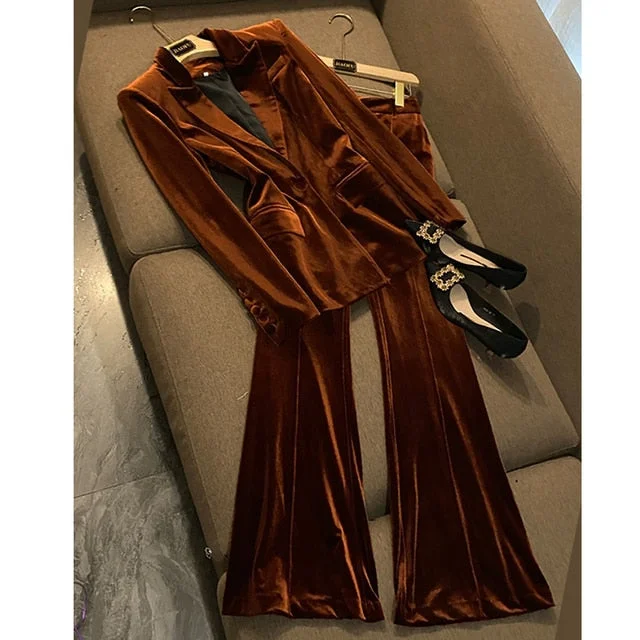 Velvet  brown set