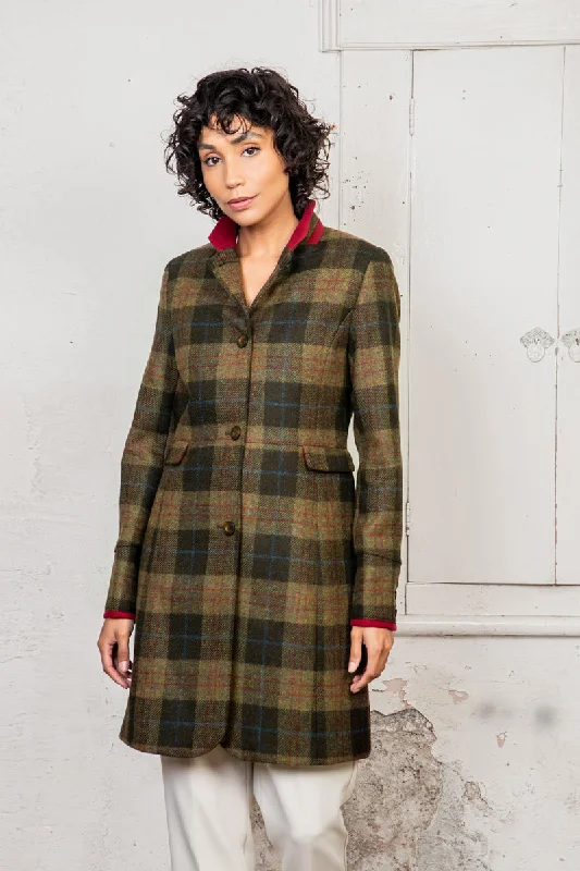 Pamela Tweed Coat - Auburn Check A-Line Ball Gown Mermaid