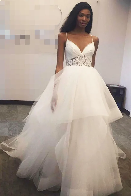Princess Ivory Ball Gown with Spaghetti Straps Bride Dresses