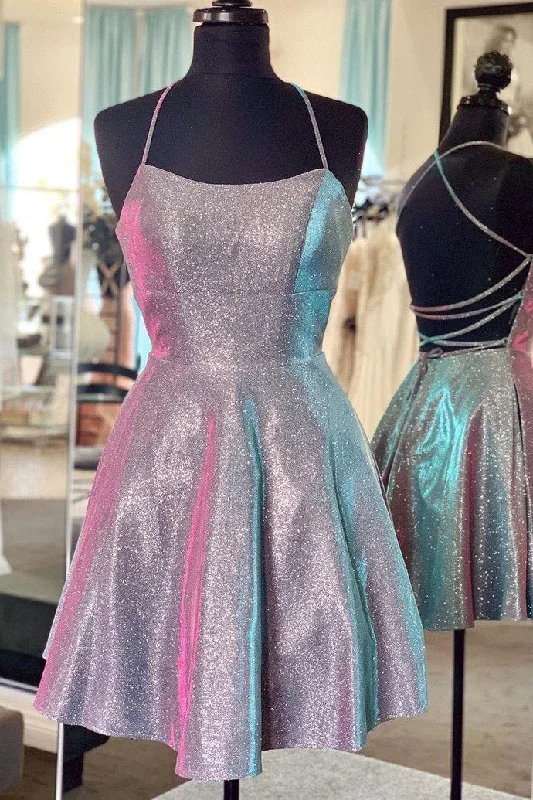Sparkle Criss Cross Short A Line Homecoming Dress DMO63