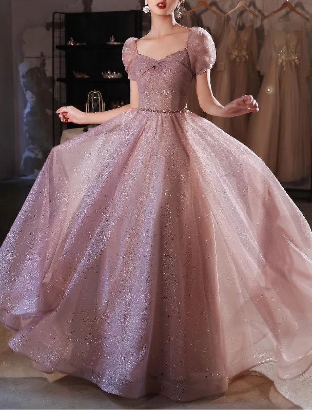 A-Line Beautiful Back Elegant Prom Formal Evening Birthday Dress Sweetheart Neckline Short Sleeve Floor Length Lace with Beading / Puff Balloon Sleeve A-Line Beautiful Back Elegant Prom Formal Evening Birthday Dress Sweetheart Neckline Short Sleeve Floor Length Lace with Beading / Puff Balloon Sleeve