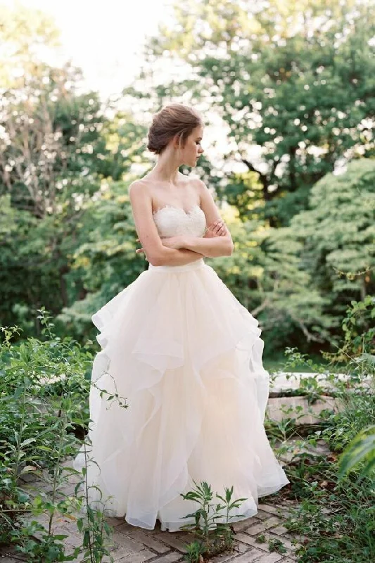 Princess Ballgowns Lace Sweetheart Bridal Dress with Ruffles Skirt