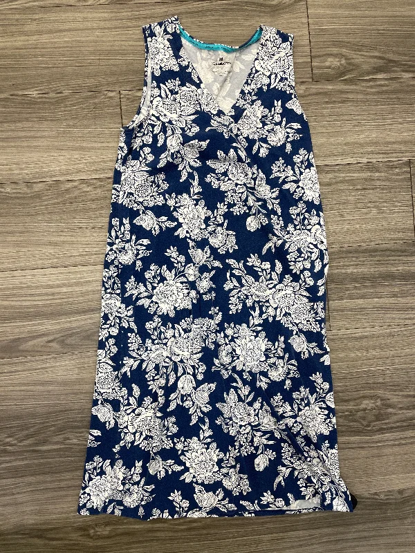 Dress Casual Maxi By Liz Claiborne In Blue & White, Size: L