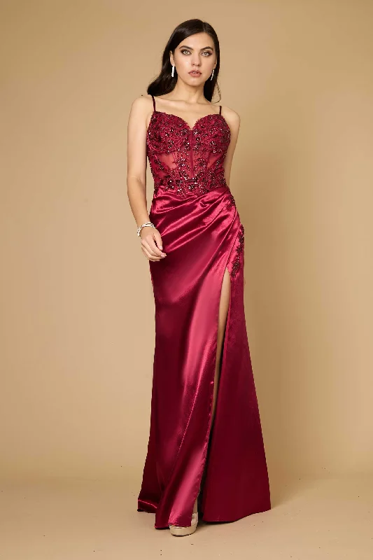 Dylan & Davids Long Burgundy Formal Prom Evening Dress Pencil Length Work