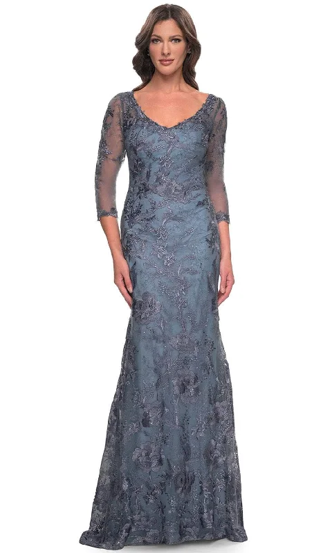 La Femme 30130SC - Illusion Sleeve Lace Evening Dress Tunics Fleece cozy