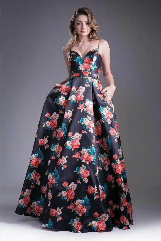 Ladivine 13103 - Sweetheart Neck Evening Gown with Floral Pleats Evening Dress Tunics Fall fleece