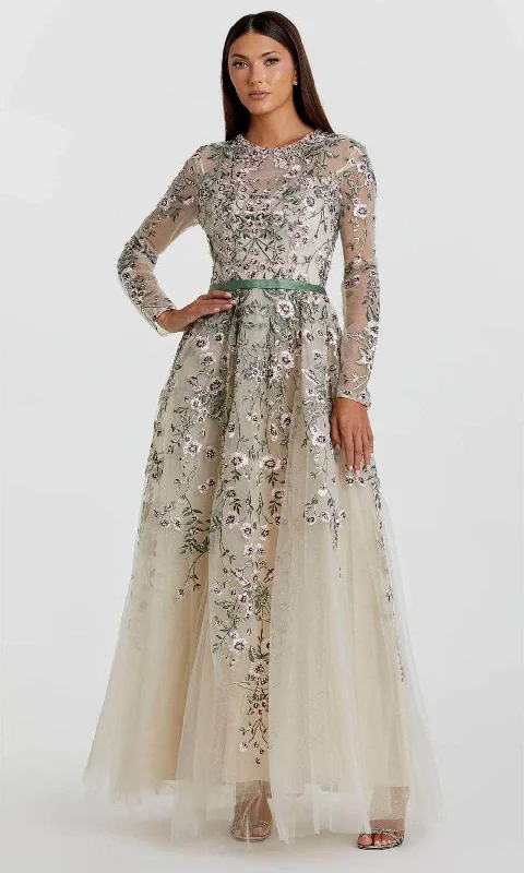 Mac Duggal 20580 - Floral Illusion Long Sleeve Evening Dress Tunics Office stylish